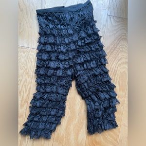 Black lace long ruffle bloomers, SMALL